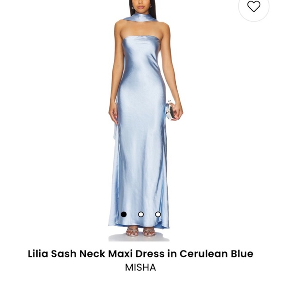 Lilia Sash Neck Dress in Cerulian Blue MISHA - Picture 2 of 7